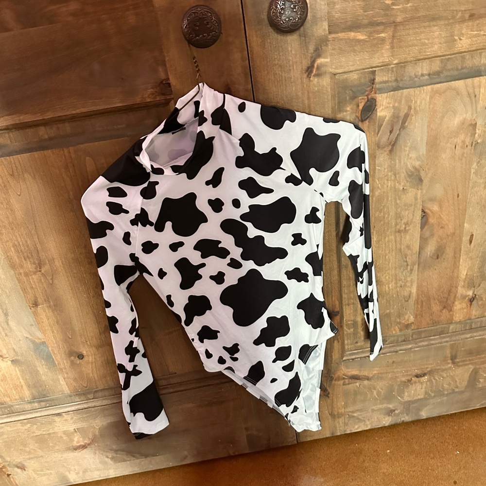 Cow Print Long Sleeve Bodysuit